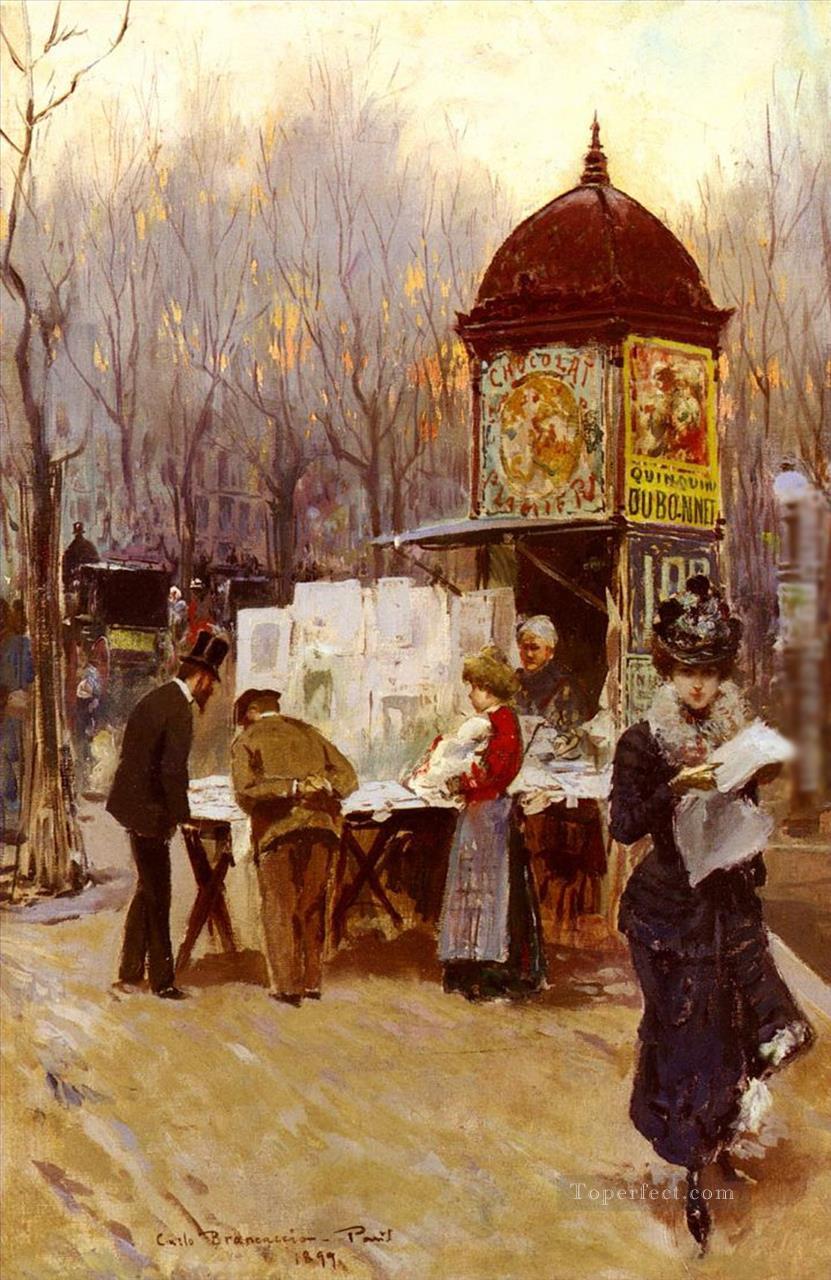 Carlo Brancaccio El Quiosco París Pintura al óleo